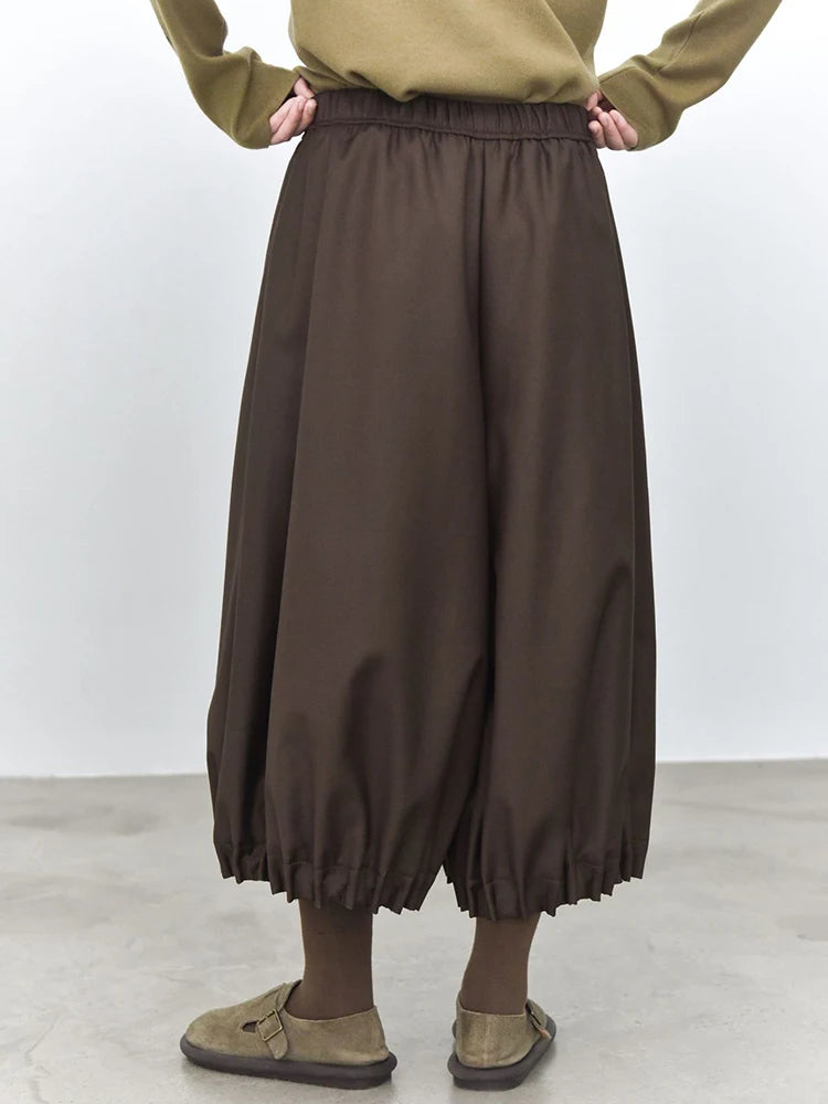 Cocoa Balloon Cropped Trousers – Relaxed Minimalist Volume Pants-SimpleModerne