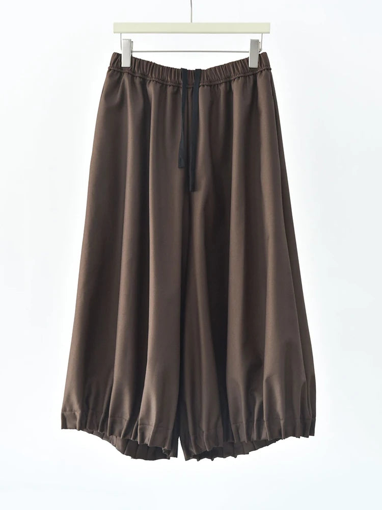 Cocoa Balloon Cropped Trousers – Relaxed Minimalist Volume Pants-SimpleModerne
