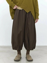 Cocoa Balloon Cropped Trousers – Relaxed Minimalist Volume Pants-SimpleModerne