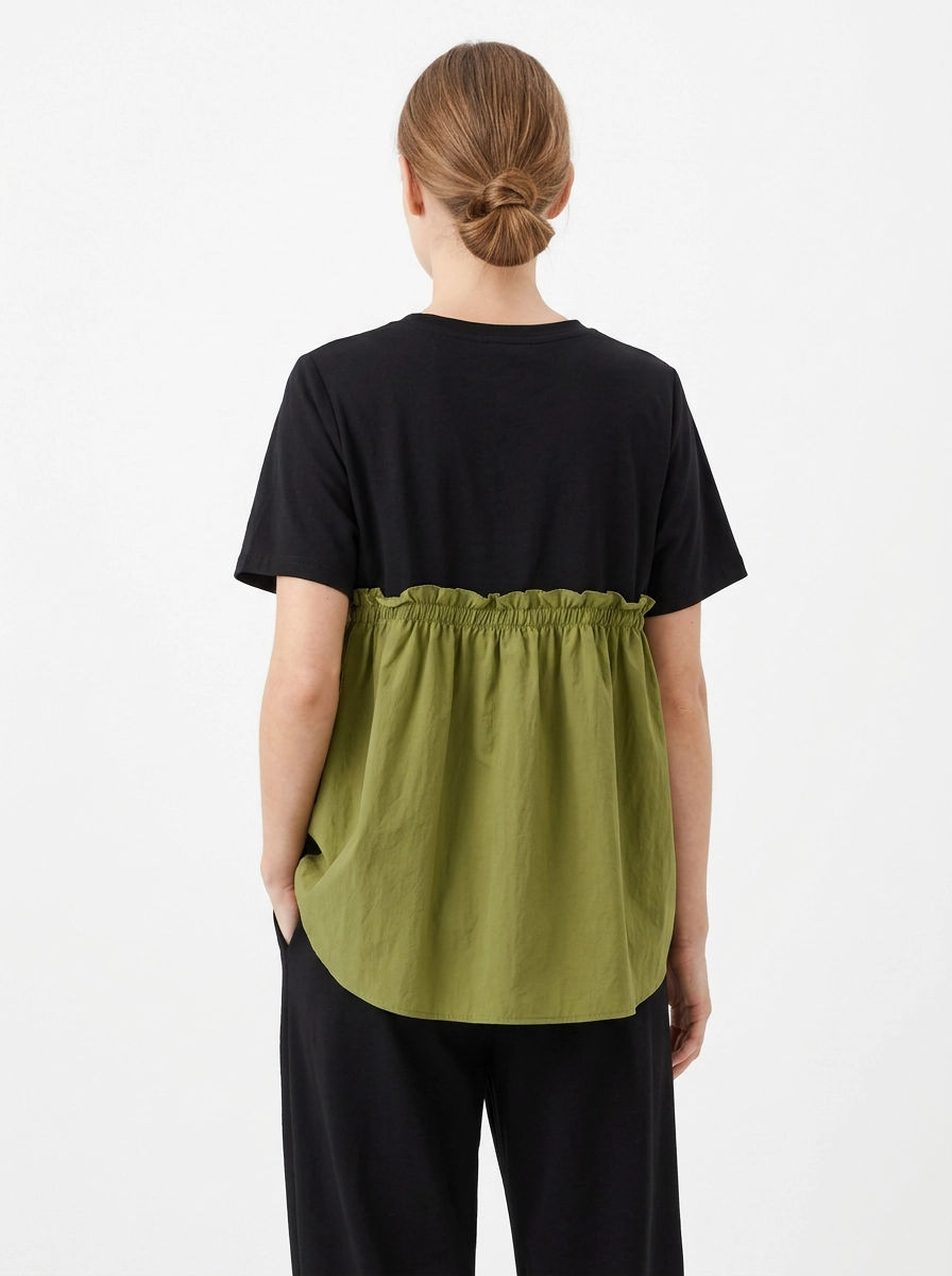 Contrast Panel Minimalist T-Shirt-SimpleModerne