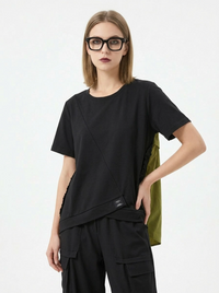 Contrast Panel Minimalist T-Shirt-SimpleModerne