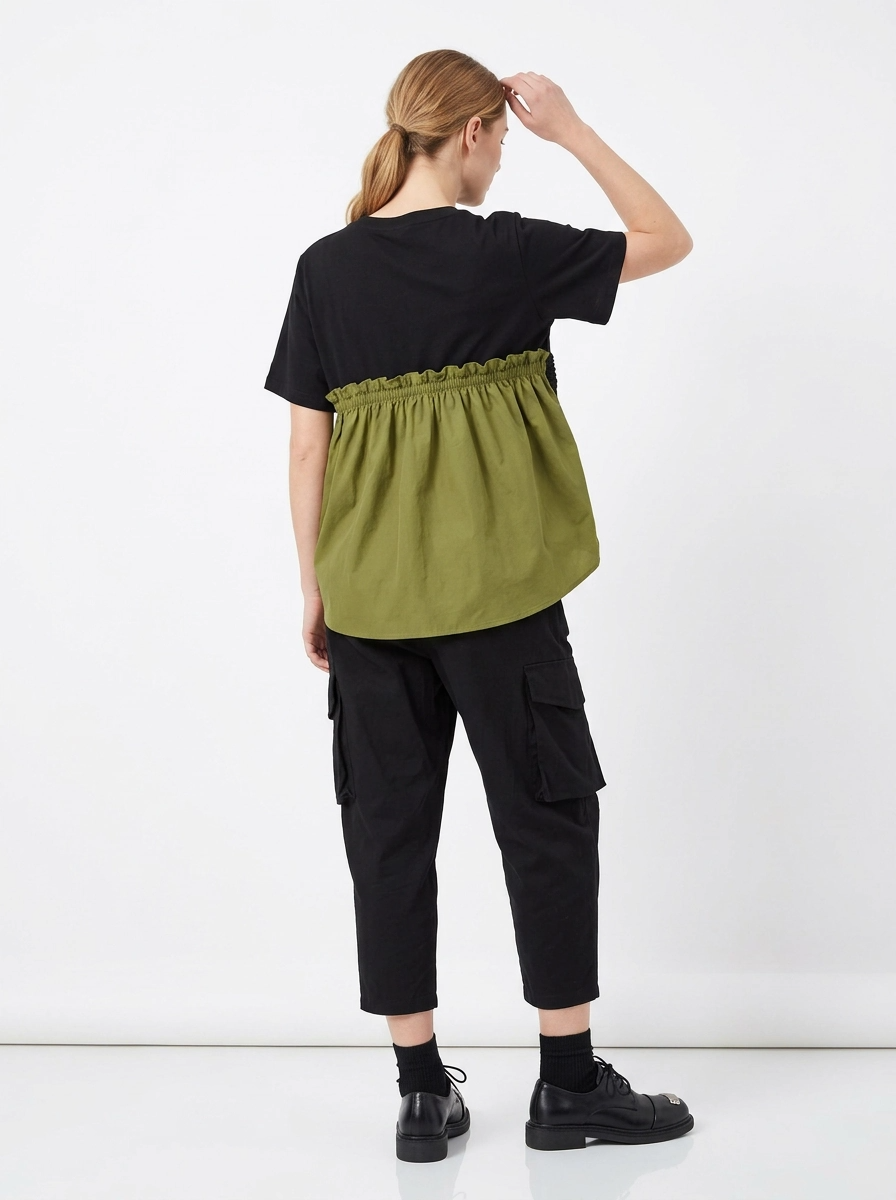Contrast Panel Minimalist T-Shirt-SimpleModerne