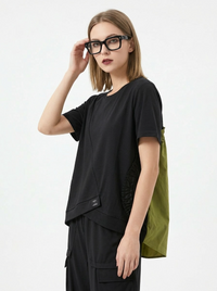 Contrast Panel Minimalist T-Shirt-SimpleModerne