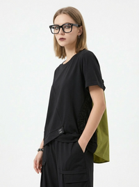 Contrast Panel Minimalist T-Shirt-SimpleModerne