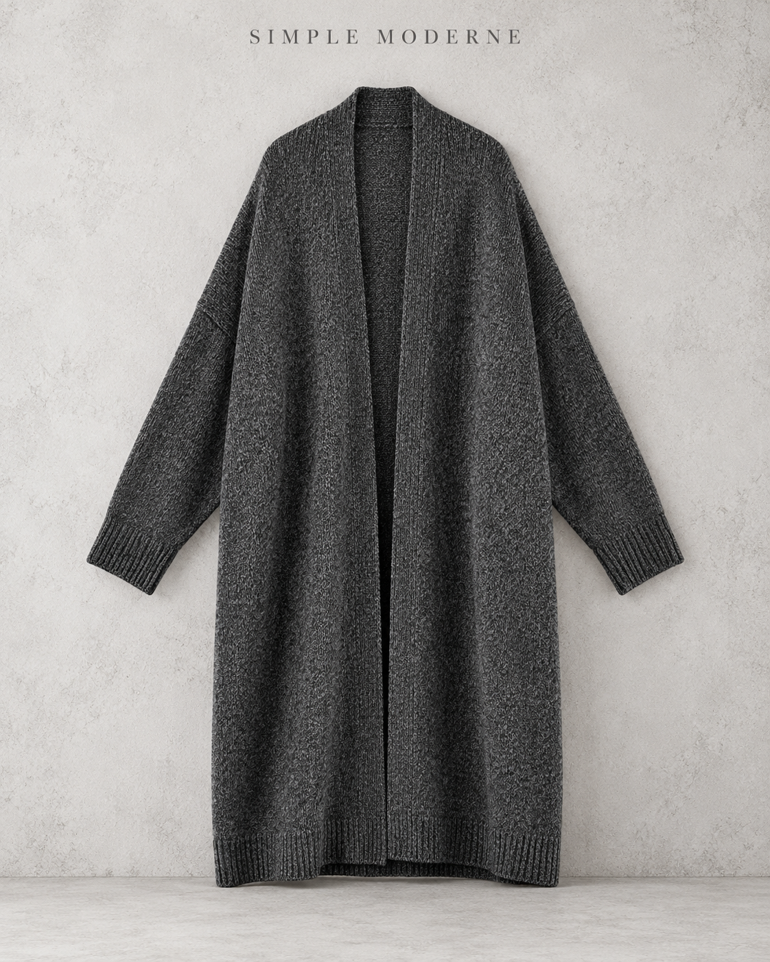 Oversized Knit Cardigan — Cool Charcoal Gray-SimpleModerne