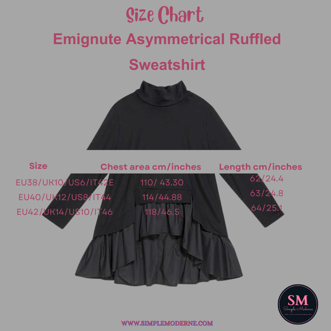 Emignute Asymmetrical Ruffled Sweatshirt-SimpleModerne