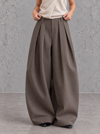Mocha Structured Extra Wide-Leg Trousers