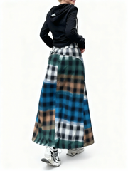 Denim & Textile Patchwork Skirt - 80's Pop-Inspired-SimpleModerne