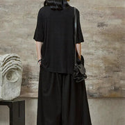 Draped Layered Split-Front Top – Relaxed Fit in Gray, Beige & Brown-SimpleModerne