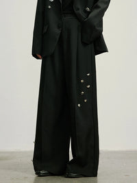 Embellished Wide-Leg Gothic Trousers-SimpleModerne