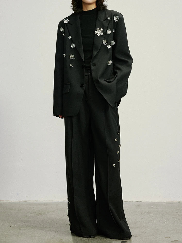 Embellished Wide-Leg Gothic Trousers-SimpleModerne