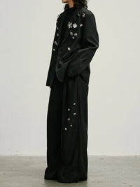 Embellished Wide-Leg Gothic Trousers-SimpleModerne