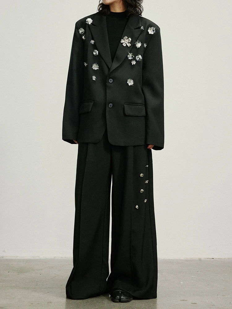 Embellished Wide-Leg Gothic Trousers-SimpleModerne