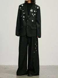 Embellished Wide-Leg Gothic Trousers-SimpleModerne