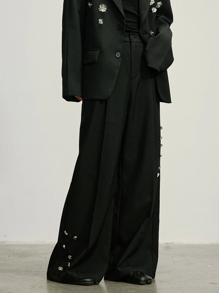 Embellished Wide-Leg Gothic Trousers-SimpleModerne