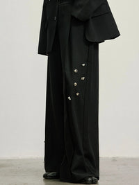 Embellished Wide-Leg Gothic Trousers-SimpleModerne