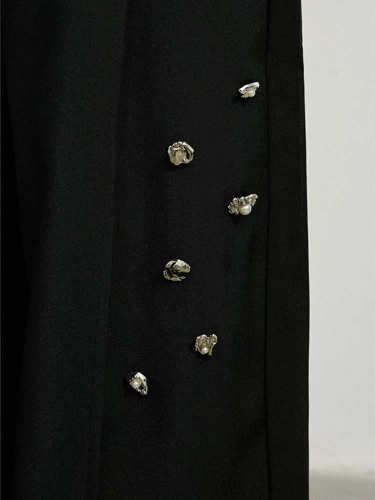 Embellished Wide-Leg Gothic Trousers-SimpleModerne