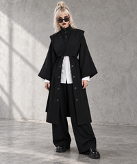 Casual Minimal Goth Irregular Design Trench Coat-SimpleModerne