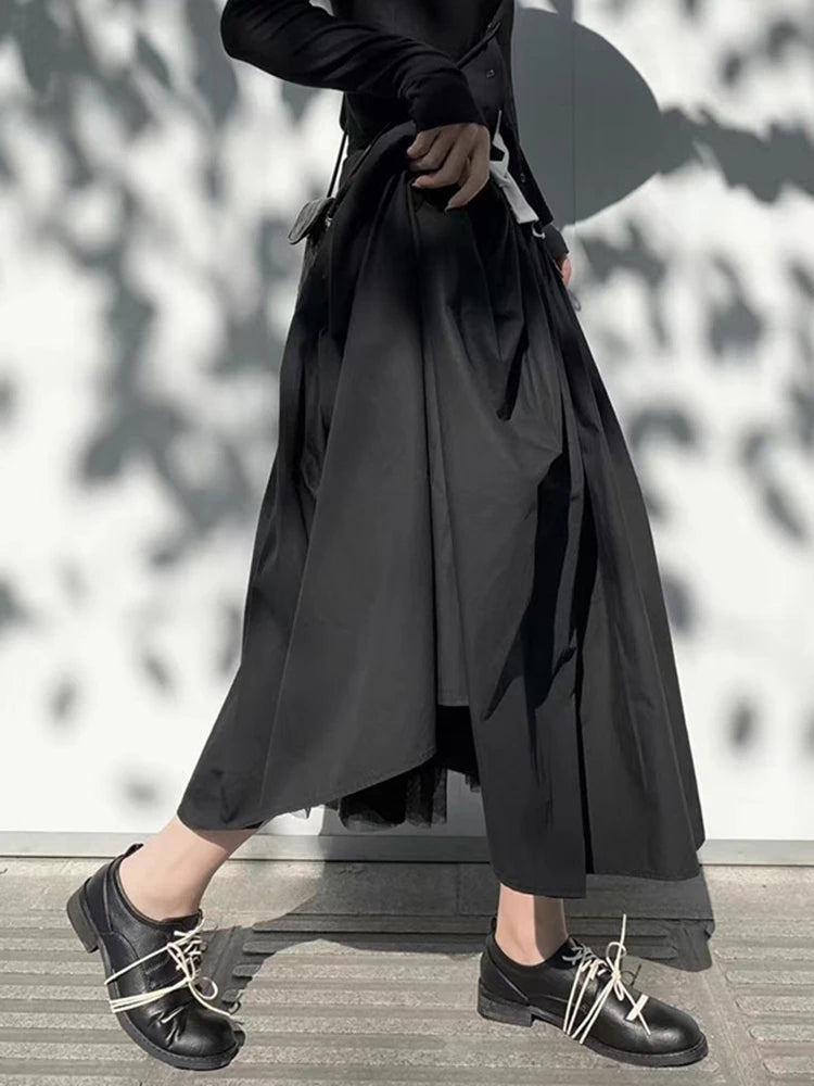 Gothic Flow Midi Skirt-SimpleModerne