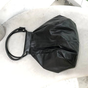 Oversized Genuine Leather Tote Bag – Funky Zip Detail & Round Handles