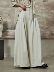 High-Waisted Wide-Leg Trousers – Flowy Palazzo Style in Black, Brown & Cream-SimpleModerne
