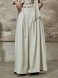 High-Waisted Wide-Leg Trousers – Flowy Palazzo Style in Black, Brown & Cream-SimpleModerne