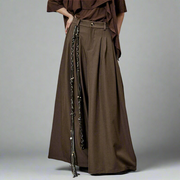 High-Waisted Wide-Leg Trousers – Flowy Palazzo Style in Black, Brown & Cream-SimpleModerne