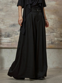 High-Waisted Wide-Leg Trousers – Flowy Palazzo Style in Black, Brown & Cream-SimpleModerne