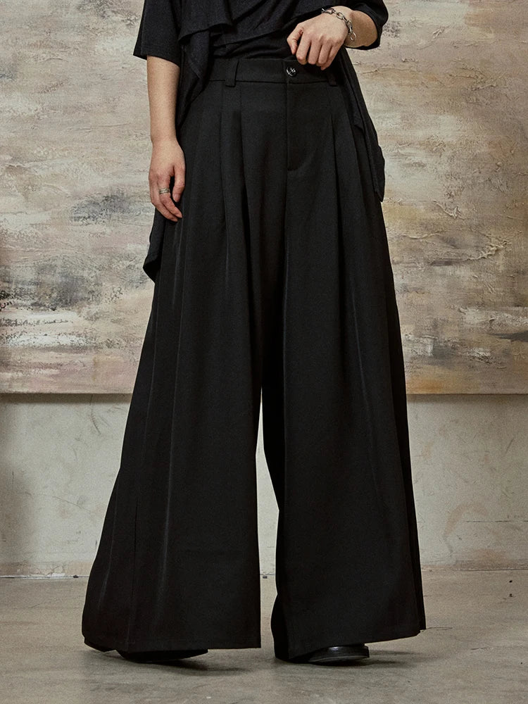 High-Waisted Wide-Leg Trousers – Flowy Palazzo Style in Black, Brown & Cream-SimpleModerne