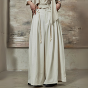 High-Waisted Wide-Leg Trousers – Flowy Palazzo Style in Black, Brown & Cream-SimpleModerne