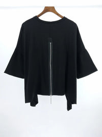 Industrial Exposed-Zip Boxy Tee - Void Black-SimpleModerne
