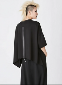 Industrial Exposed-Zip Boxy Tee - Void Black-SimpleModerne