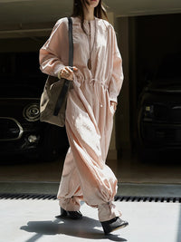Industrial Wide-Leg Jumpsuit with Adjustable Waist — Blush Pink-SimpleModerne