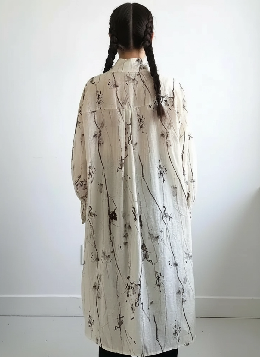 Ink Sketch Oversized Shirt-Blouse-SimpleModerne