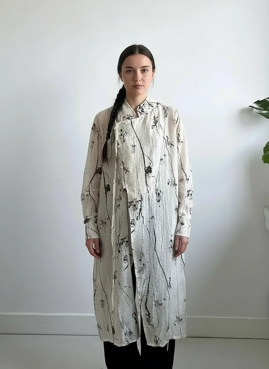 Ink Sketch Oversized Shirt-Blouse-SimpleModerne