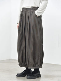 Japanese Style Balloon Trousers – Pinstripe Wide Leg Pants – Elastic Waist-SimpleModerne