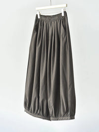 Japanese Style Balloon Trousers – Pinstripe Wide Leg Pants – Elastic Waist-SimpleModerne