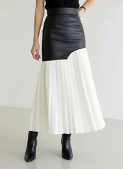 Jazz Up Chic Pleated Skirt with Eco Leather-SimpleModerne