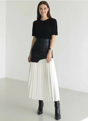Jazz Up Chic Pleated Skirt with Eco Leather-SimpleModerne