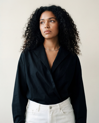 Jazz Up Cropped Black Shirt Blouse-SimpleModerne