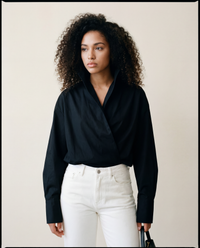 Jazz Up Cropped Black Shirt Blouse-SimpleModerne