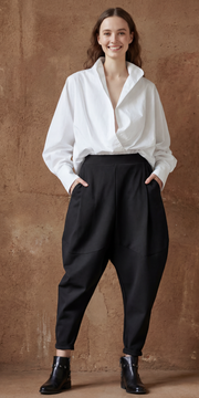Jazz Up Cropped White Shirt-Blouse-SimpleModerne