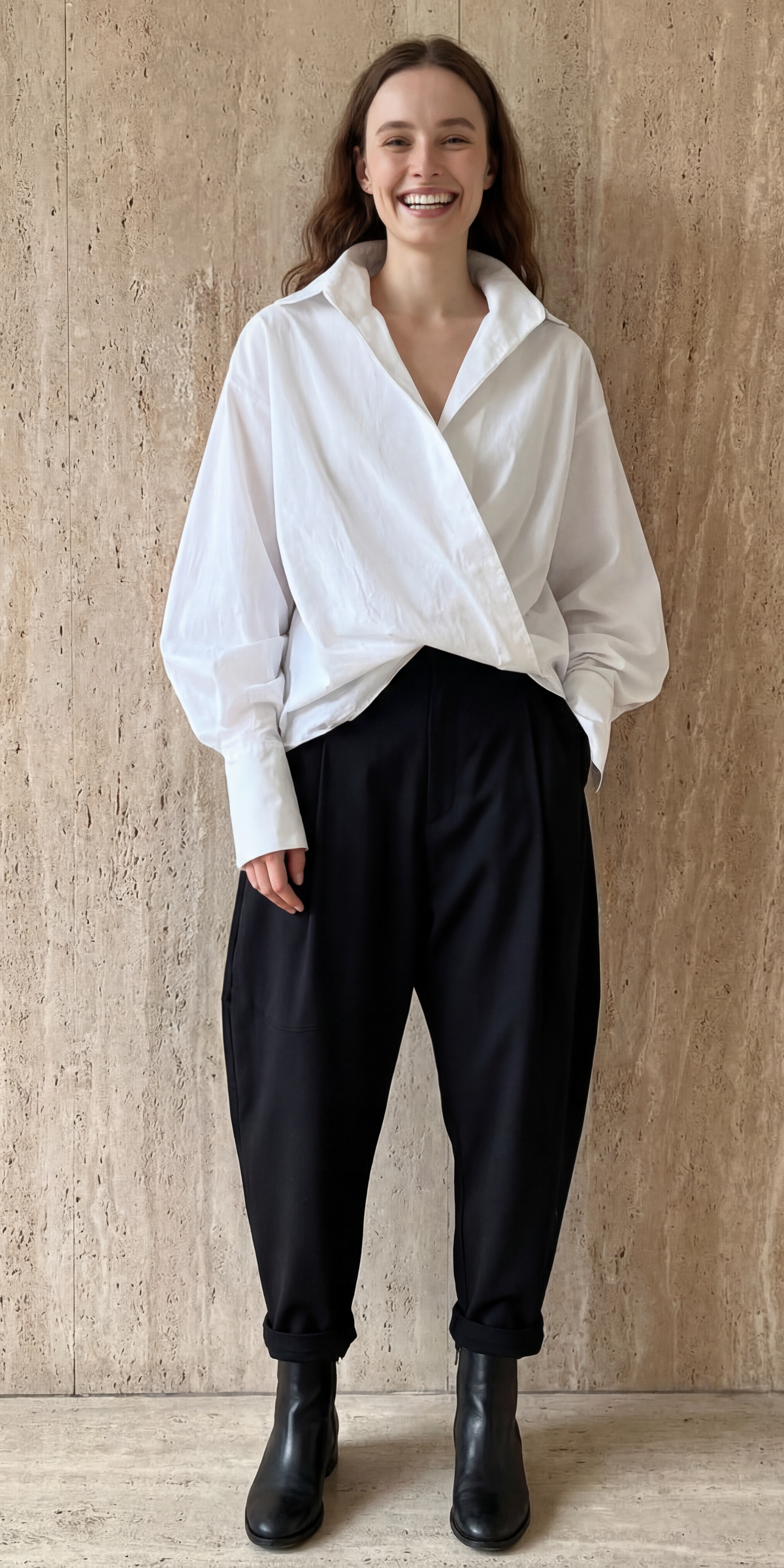 Jazz Up Cropped White Shirt-Blouse-SimpleModerne