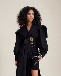 Jazz Up Irregular Design Blazer Style Belted Black Shirt-SimpleModerne