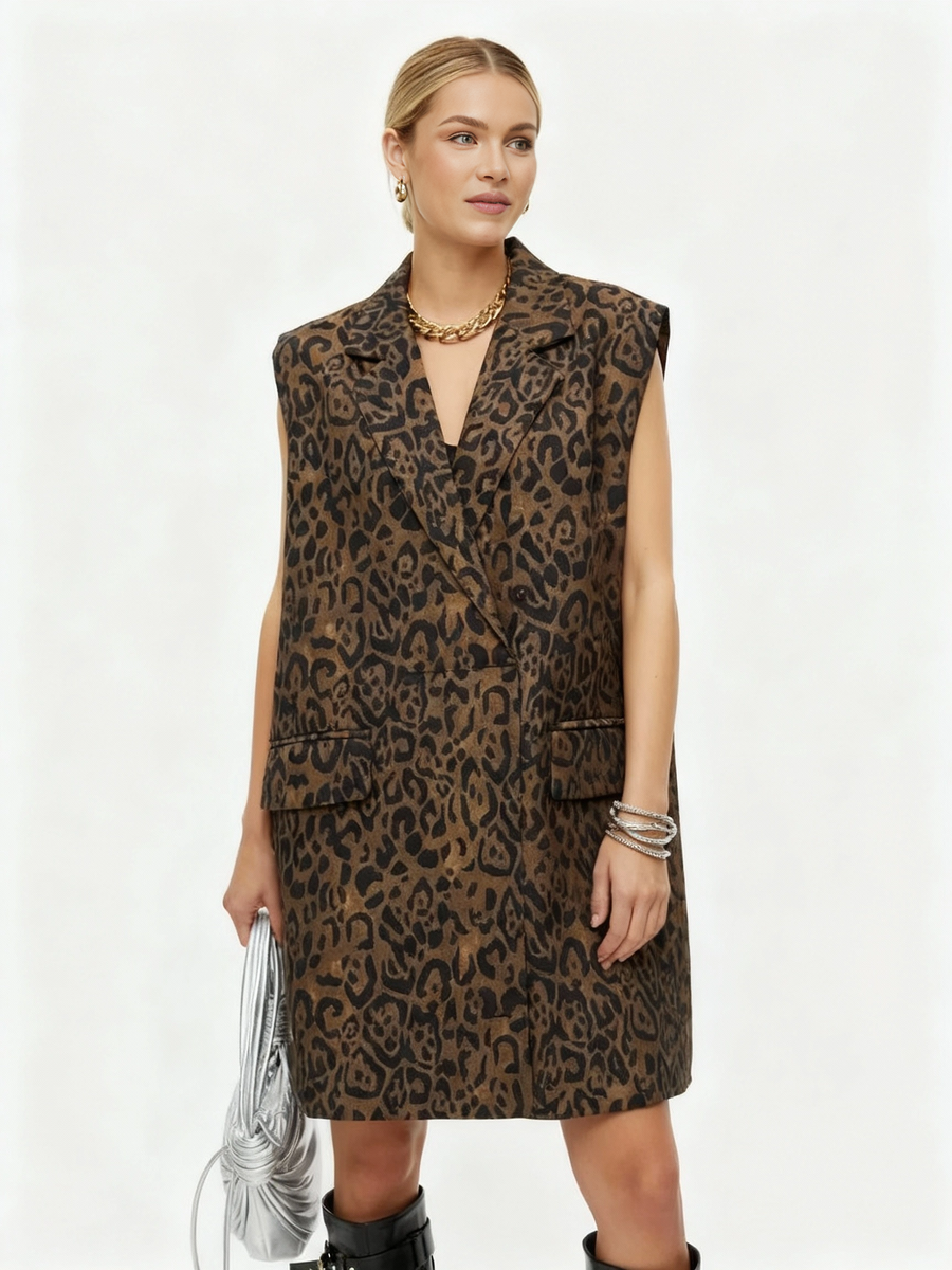Jazz Up Leopard Print Oversized Fit Vest-SimpleModerne