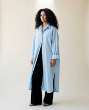 Jazz Up Oversized Fit Maxi Basic Blue Shirt Blouse-SimpleModerne