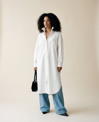 Jazz Up Oversized Fit Maxi Basic White Shirt Blouse-SimpleModerne