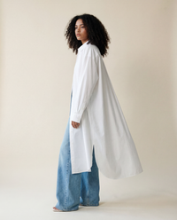 Jazz Up Oversized Fit Maxi Basic White Shirt Blouse-SimpleModerne