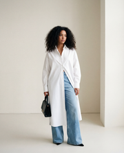 Jazz Up Oversized Fit Maxi Basic White Shirt Blouse-SimpleModerne