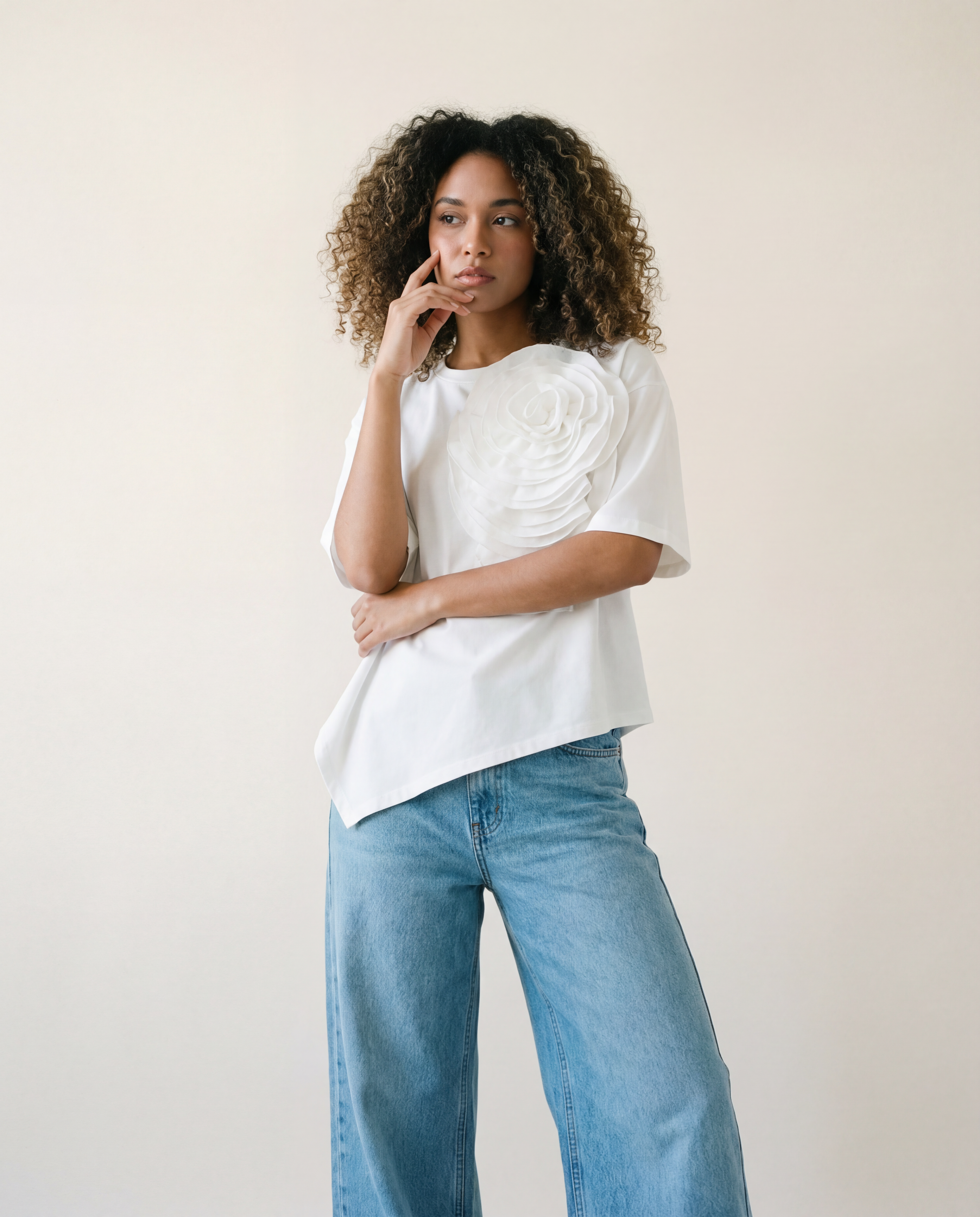 Jazz Up Relaxed Fit T-shirt with Organza Decorations-SimpleModerne